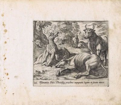 Темпеста Антонио (1555-1630) - Метаморфозы. Превращение волка в камень. 1606 г. Бумага, офорт, 19 