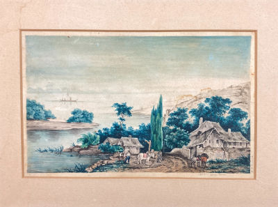 Неизвестный художник - Пейзаж. 1853 г. Бумага, акварель, 18 х 24 см