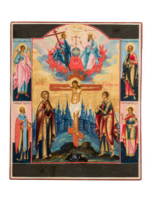 Распятие с Ангелом-хранителем, Праведным иосифом Обручником, святителем Николаем Чудотворцем и 