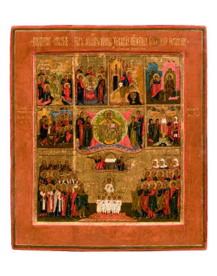 Господь Вседержитель на престоле с предстоящими, Воскресение Христово (сошествие во ад), собор 