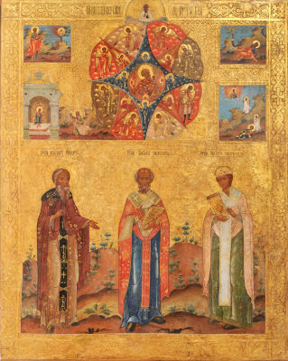 Богоматерь Неопалимая Купина, Преподобный Феодор Студит, Святители Николай Чудотворец и Никита 