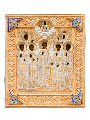 Ангел-хранитель с избранными святыми. Вторая половина XIX в., оклад
1880-е гг. Дерево, темпера 