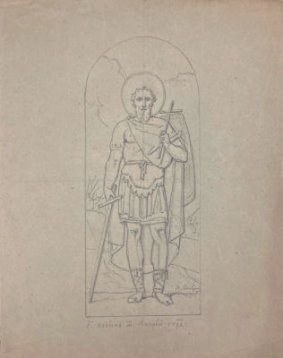 Шебуев Василий Козьмич (1777-1855) - Св. Мученик Андрей Стратилат. Эскиз. 1830-1840-е гг. Бумага 