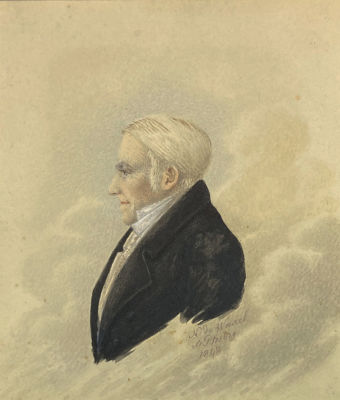 Ваксель Николай Савелиевич (1772-1866) - Мужской портрет. 1848 г. Картон, акварель, белила, 9.5 &times; 