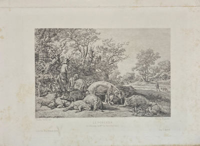 По оригиналу Паулюса Поттера (1625-1654) - Le Porcher. Конец XIX в. Бумага, гелиогравюра,