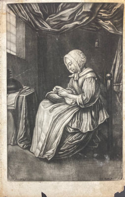 Неизвестный художник - Вышивка. Конец XVIII в. Бумага, меццо-тинто, 33.7 х 21.7 см