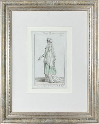 Неизвестный художник - Дама с веером. Из серии “Парижские костюмы”. 1803 г. Бумага, офорт 