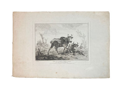 Авриль Жан-Жак (1744-1831) по оригиналу Ж. Пиллемана (1728-1808) - Две коровы и пастух. 1771 г. Бум 