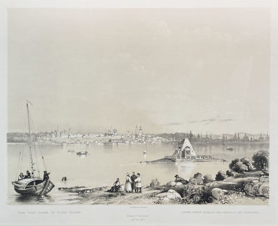 Литография Дж. Бернарда с оригинала Э. Турнерелли - Вид Казани во время разлива. 1840 г. Бумага 