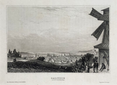 Неизвестный художник - Вид Галича (Костромская губерния). Середина XIX в. Бумага, гравюра на стали 