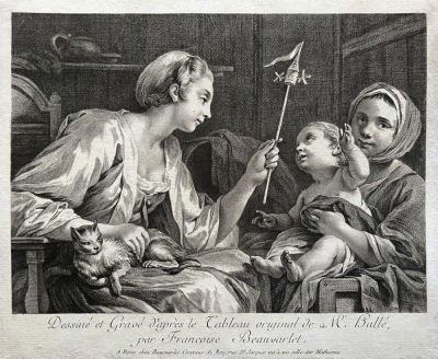 Боварле (Beauvarlet), Катрин Франсуаза (1732-1769) - Дама развлекает ребенка савоярки. 1760-е г.г. 