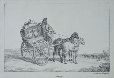 Неизвестный французский художник - Повозка кукушка. 1820-е г.г. Бумага, литография, 17.5 х 25 см