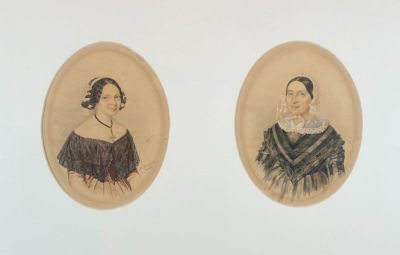 Митрейтер (Mitreuter) Генрих Дитлев (1818-?) - Парные портреты молодой и пожилой дам. 1830-е гг. Бу 