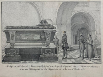 Неизвестный австрийский художник - Император Николай I у гробницы австрийского императора Франца I 