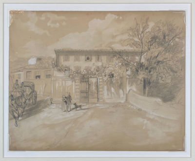 Тихобразов Николай Иванович (1818-1874) - Вилла Торрильони в Риме. 1847-1849 гг. Бумага, графитный 