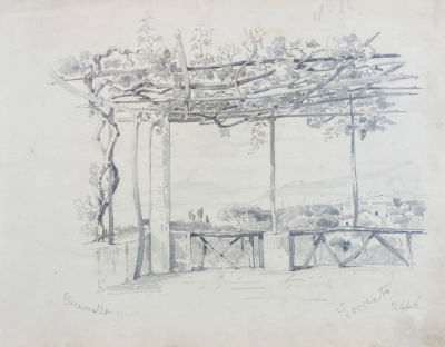 Брюллов Николай Федорович (1826-1885) - Сорренто. Отель Кукумелла. 1854 г. Бумага, карандаш, 22 х 