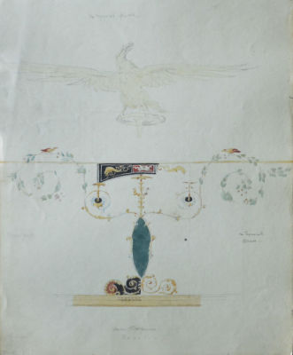 Брюллов Николай Федорович (1826-1885) - Орел и орнамент с птицами и дельфинами. Зарисовки античных 