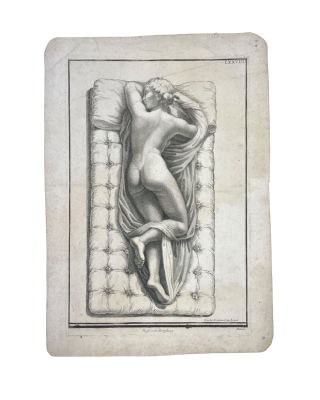 Claudio Randon - Спящий гермафродит из собрания Боргезе. XVIII в. Бумага, резцовая гравюра, 36.7 х 
