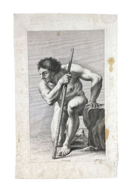 Неизвестный художник - Обнаженный. Середина XVIII в., оттиск с доски XVII в. Бумага, офорт, 38.9 х 