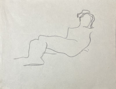 Серов Валентин Александрович (1865-1911) - Силуэт обнаженной. Начало ХХ в. Бумага, уголь, 20 х 