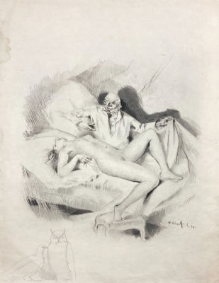 Аблетт Уильям Альберт (1877-1936) - Пожилой любовник. 1920-е гг. Бумага, офорт, ремарка графитным 