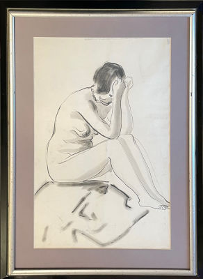 Кравченко Алексей Ильич (1889-1940) - Сидящая модель. 1920-е гг. Бумага, соус, 55.4 х 40.7 см 