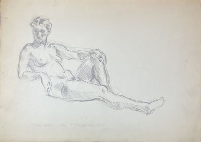 Кончаловский Михаил Петрович (1906-2000) - Сидящая обнаженная. 1940-е гг. Бумага, карандаш, 36 х 51 см