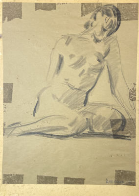 Бёрье Баркман (1909-1981) - Обнажённая. 1941 г. Бумага, карандаш, 27.8 х 19.6 см Есть подпись 