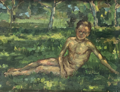 Самсонадзе Иосиф (1934-1983) - Этюд в саду. 1960-е гг. Бумага, масло, 20.8 х 26 см