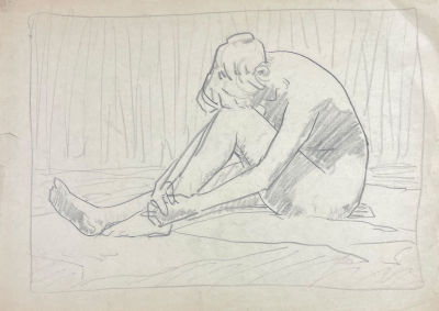 Кокорин Анатолий Владимирович (1908-1987) - Обнаженная. 1960-е гг. Бумага, карандаш, 29 х 40.8 см