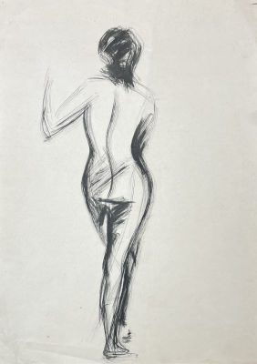 Асевая Татьяна (1930-1995) - Обнаженная со спины. 1970-е гг. Бумага, тушь, 29.8 х 21.2 см