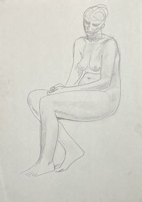 Панкратов Владимир Константинович (1942-2021) - Девушка. 1993 г. Бумага, карандаш, 9 х 21.5 см 