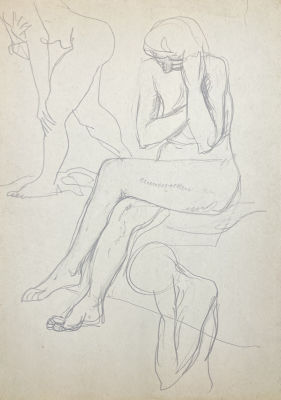Панкратов Владимир Константинович (1942-2021) - Модель. 1994 г. Бумага, карандаш, 29.5 х 21.5 см 