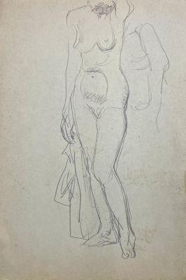 Панкратов Владимир Константинович (1942-2021) - Модель. 1994 г. Бумага, карандаш, 29.5 х 21.5 см 