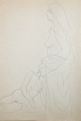 Панкратов Владимир Константинович (1942-2021) - Дуэт. 1995 г. Бумага, карандаш, 30 х 20.5 см 