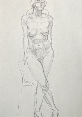 Панкратов Владимир Константинович (1942-2021) - Модель. 1995 г. Бумага, карандаш, 29 х 21.5 см 