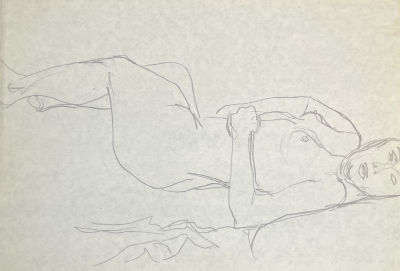 Панкратов Владимир Константинович (1942-2021) - Лежащая. 1997 г. Бумага, карандаш, 20 х 29 см 