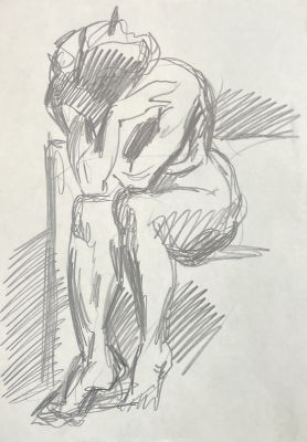 Панкратов Владимир Константинович (1942-2021) - Модель. 1997 г. Бумага, карандаш, 29 х 21.5 см 