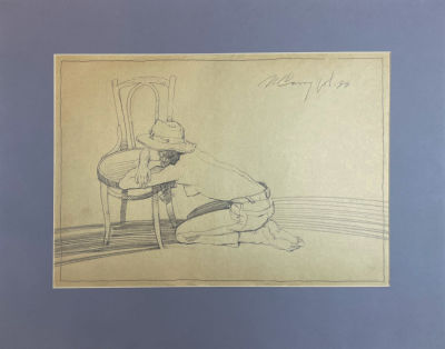 Сакуров Игорь - Девушка и венский стул. 1999 г. Бумага, карандаш, 30 х 40 см