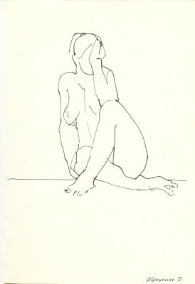 Троценко Дарья (1981 г.р.) - Обнаженная 2. 2003-2016 гг. Бумага, гелевая ручка, 29.8 х 20.9 