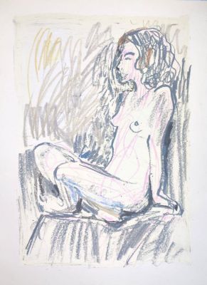 Чаева Изабелла (1976 г.р.) - Обнаженная №1. 2022 г. Бумага, масляная пастель, 40 х 30 см