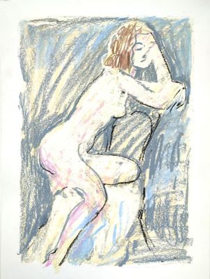 Чаева Изабелла (1976 г.р.) - Обнаженная №2. 2022 г. Бумага, масляная пастель, 40 х 30 см