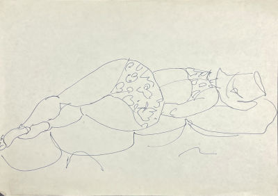 Чалой Леонтий Филиппович (1929 г.р.) - На пляже. 1960-е гг. Бумага, карандаш, 20.4 х 28.7 см