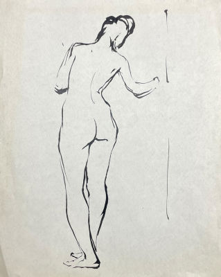 Капусцинский Виктор Евгеньевич (1917-1993) - Обнаженная со спины. 1940-е гг. Бумага, тушь, 23.1 х 
