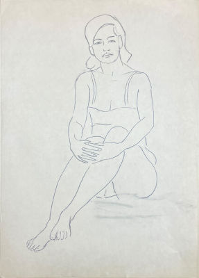 Чалой Леонтий Филиппович (1929 г.р.) - Девушка. 1960-е гг. Бумага, карандаш, 40.5 х 28.7 см