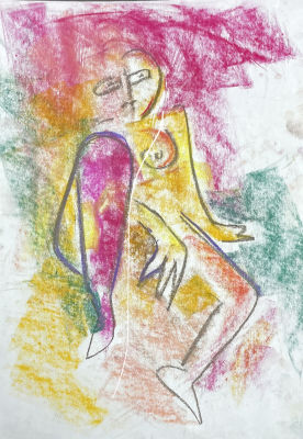 Копысов-Лобанов Александр (1985 г.р.) - Отдыхая. 2022 г. Бумага, пастель, 29.7 х 20.9