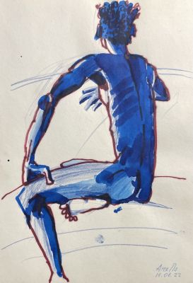 Аня По - "Эфиоп". 2022 г. Бумага, цветные чернила, карандаш, маркер, 29.8 х 21 см