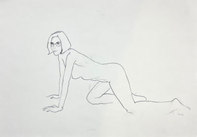 Кучин Александр - Мона (3). 2023 г. Бумага, карандаш, 29.6 х 42.2 см