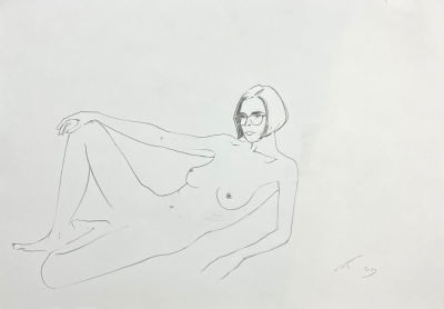 Кучин Александр - Мона. 2023 г. Бумага, карандаш, 29.6 х 42.2 см