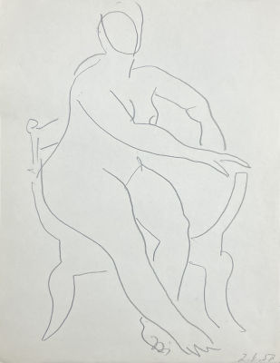 Юмашев Андрей Борисович (1902-1988) - Обнаженная в кресле. 1957 г. Бумага, карандаш, 28.5 х 20.3 см